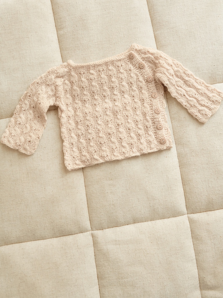 2413-02 Lilja cardigan, diaper pants, tights & bonnet baby