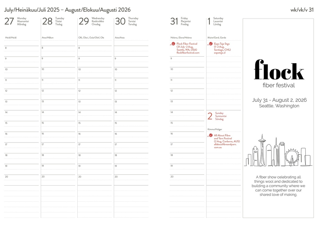 Knitters´s Year 2026 weekly planner