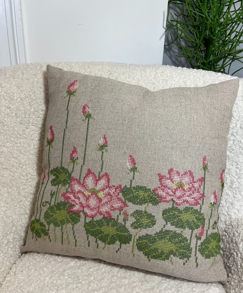 Pink Lotus Flowers, Pomp Stitch 