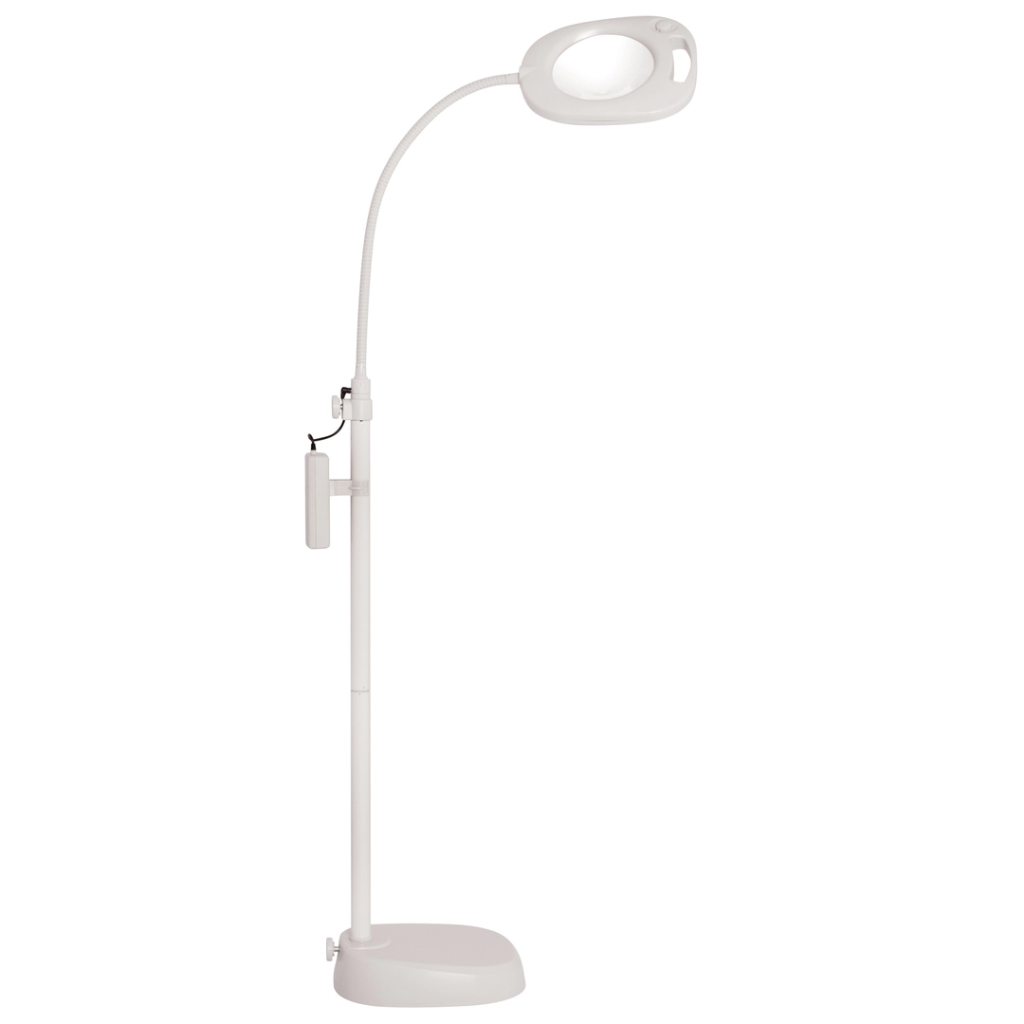 Gulvlampe LED m/lup, 3 i 1 hvid