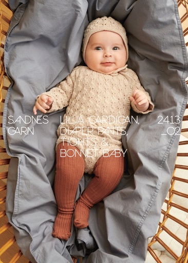 2413-02 Lilja cardigan, diaper pants, tights & bonnet baby