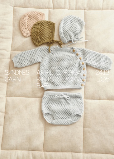 2413-05 April cardigan, pants & bonnet baby